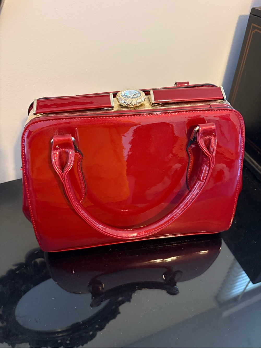 Red Patent Leather Top-Handle Women's Bag